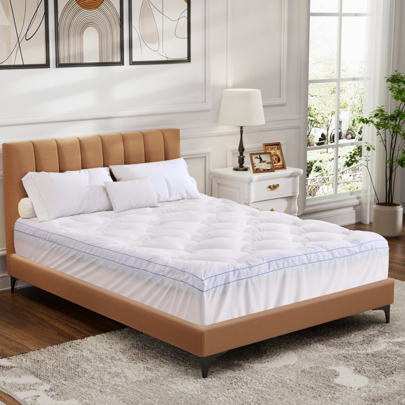 Double Layer 4-Inch Mattress Topper, Including A 2-Inch Memory Foam Mattress Pad And A 2-Inch Cooling Mattress Pad Cover, Designed For Back Pain Relief