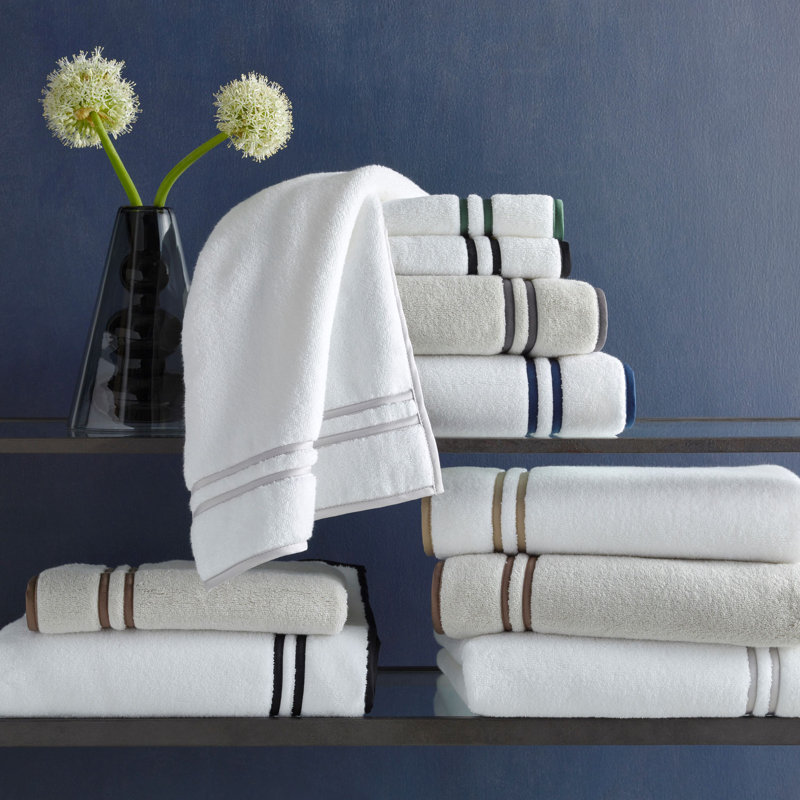 Ribbons 2-pc Face Towel Set, White/Oyster