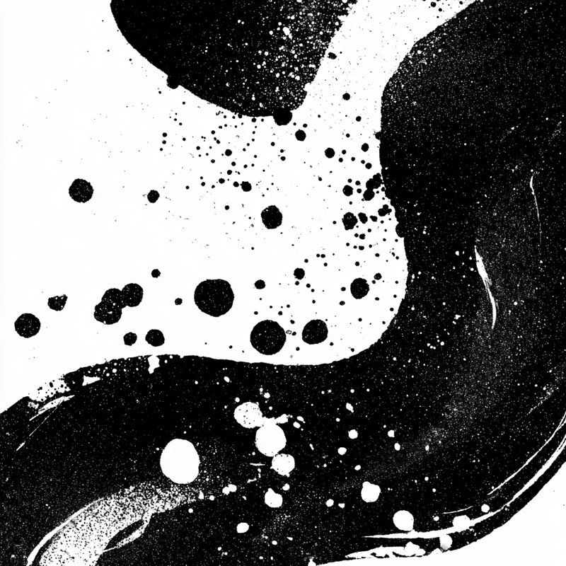 Encre, vague d'encre, art mural tendu, H 20 po x l 20 po