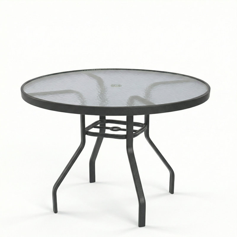 Windward Outdoor Glass 42" Round Dining Table, Anthracite