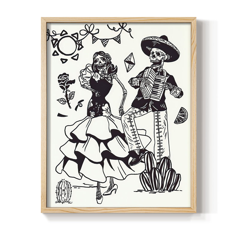 Day of the Dead Parade III Framed Print - Solid Wood, 15" H x 12" W