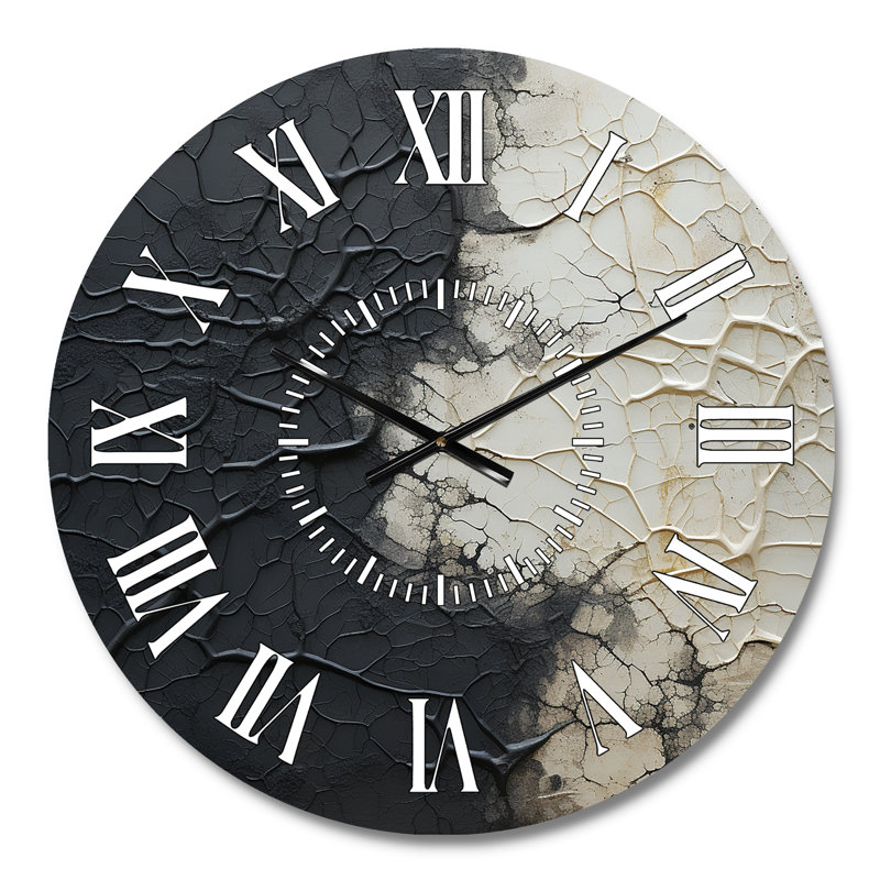 Horloge murale abstraite blanche et noire, Médium