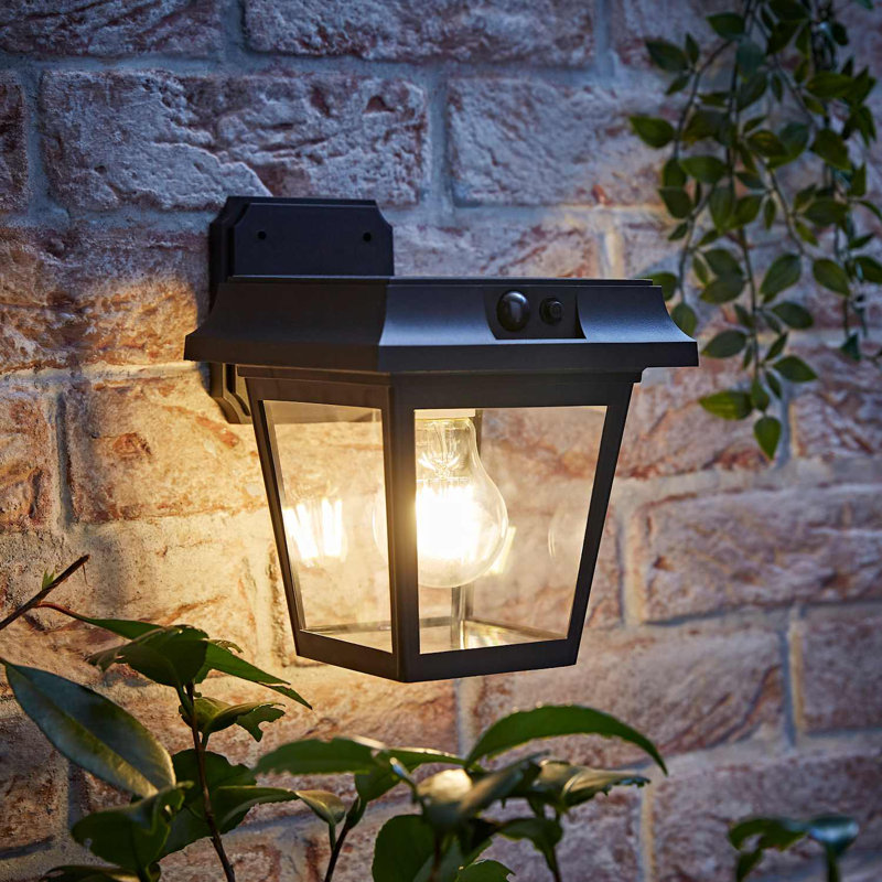 Matte Black 21.5cm H Solar Powered Integrated LED Outdoor Wall Lantern