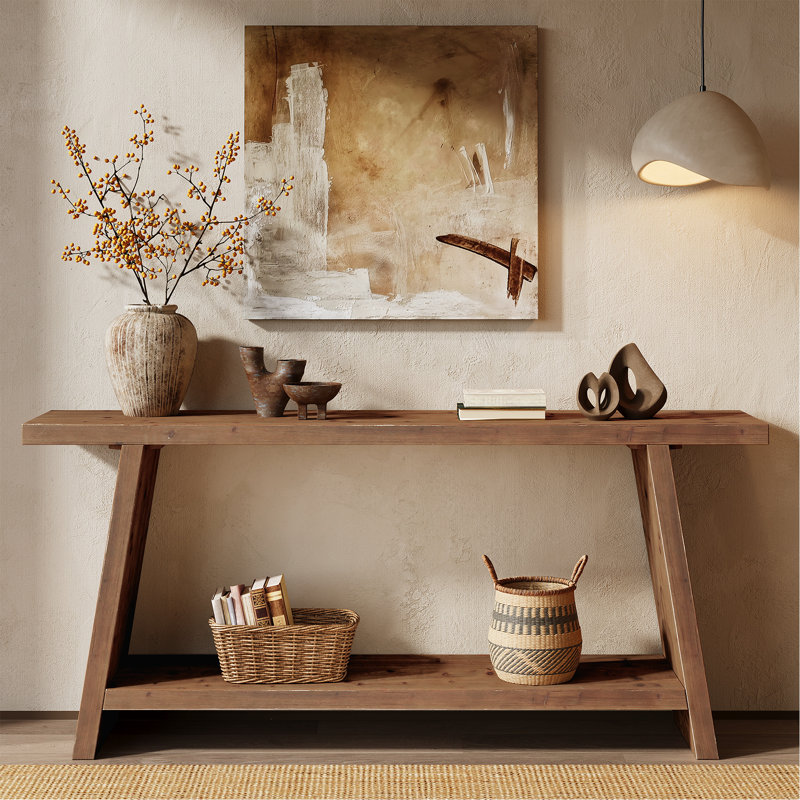 70.9-inch Soild Wood Console Table, Brown