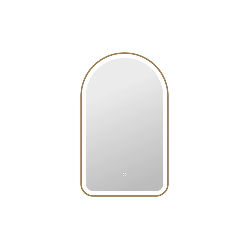 36 Inch Arch LED Front and Backlit Wall Mirror in Satin Gold, 36" x 22", Satin Gold