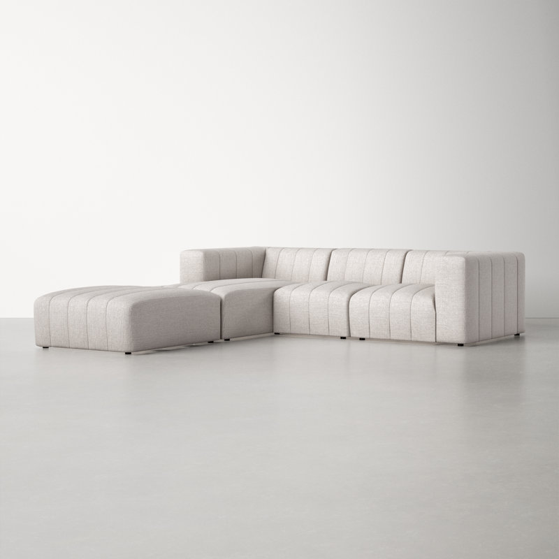 Bowry Upholstered L-Shaped Sectional, Left Hand Facing, Fayette Cloud Polyester Blend