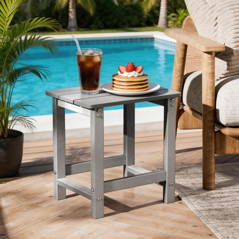 2 pièces Table d'appoint d'extérieur HiPS, table d'appoint de patio durable et résistante aux intempéries pour chaises Adirondack, petite table d'extérieur carrée portante de 200 lb pour cour, piscine, patio, porche, jardin, pelouse, compagnon de détente (ensemble de 2)