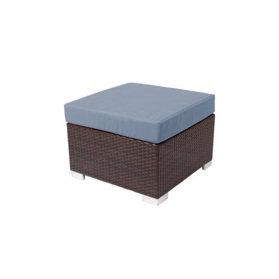 Repose-pieds d'extérieur en osier avec coussin Sunbrella