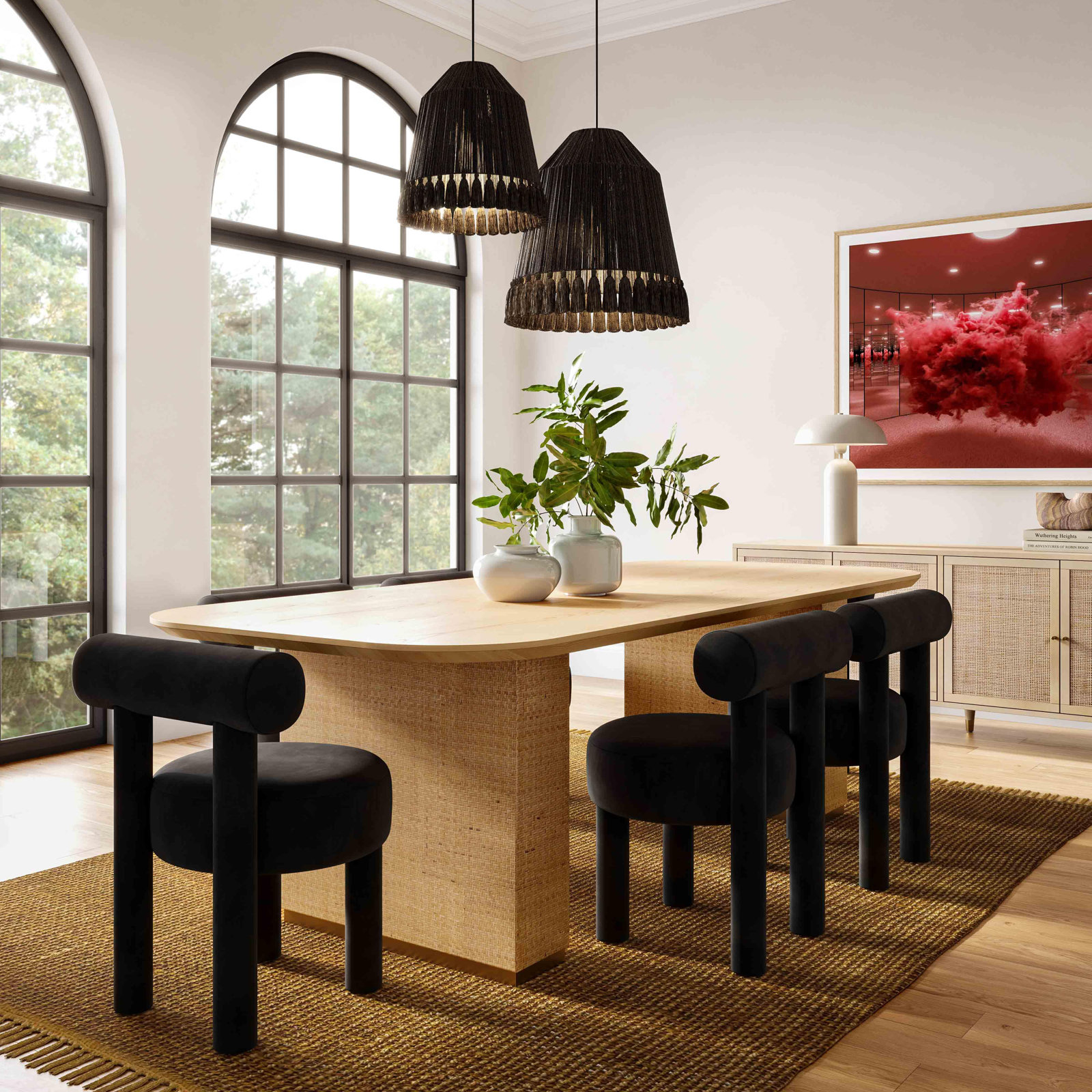 Cecilia Velvet Side Chair, Black Velvet