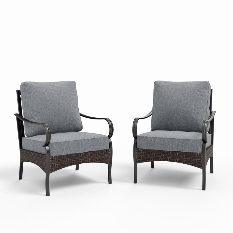 Patio Lounge Chairs With Cushions (set Of 2), Grey