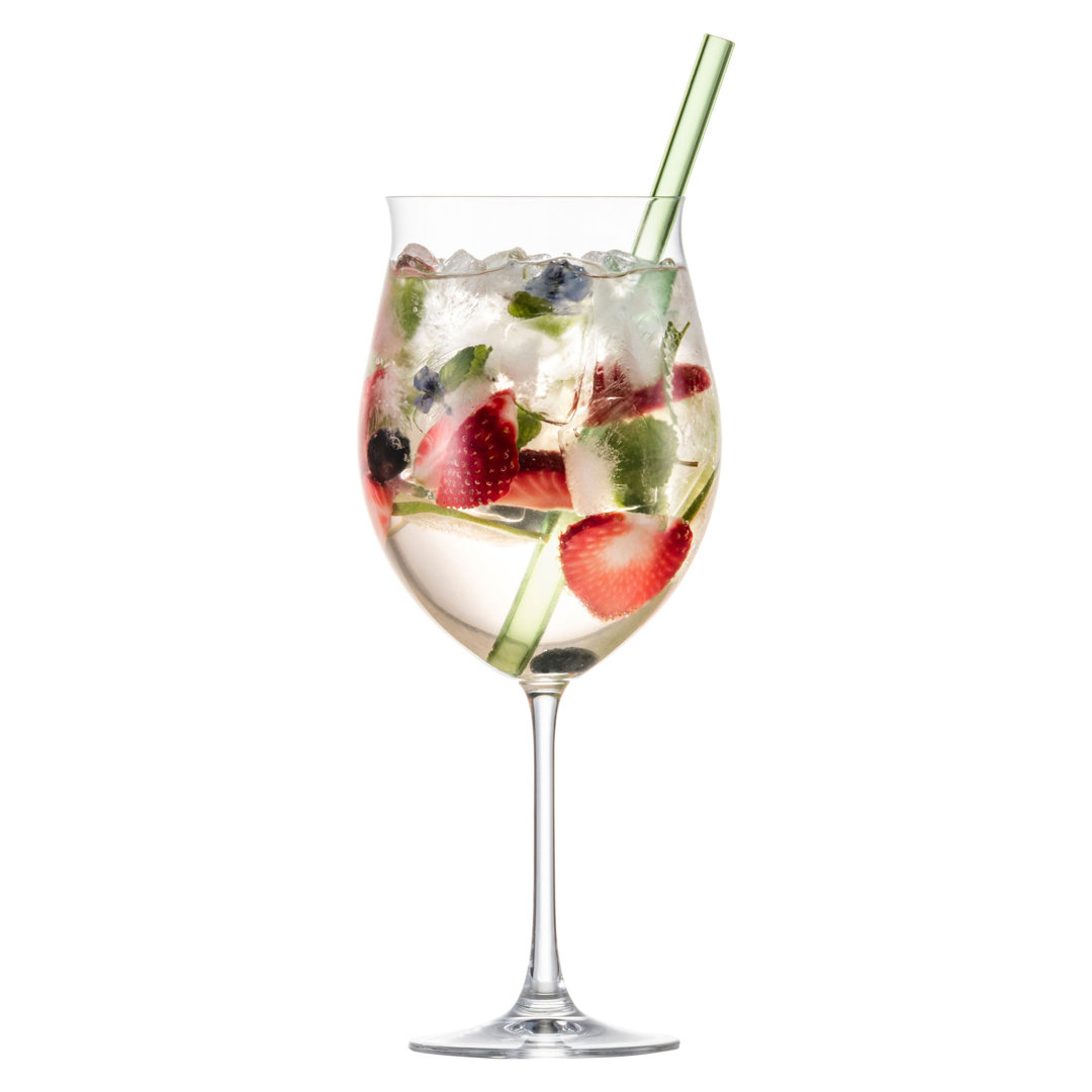 ModernMoments Fruity Cocktail Set Secco Flavoured 4-tlg., 2 Gläser und 2 Trinkhalme, Kristallglas, Grün