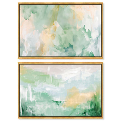 Double Green Set, ensemble de 2 toiles vertes et bleues par Art Remedy