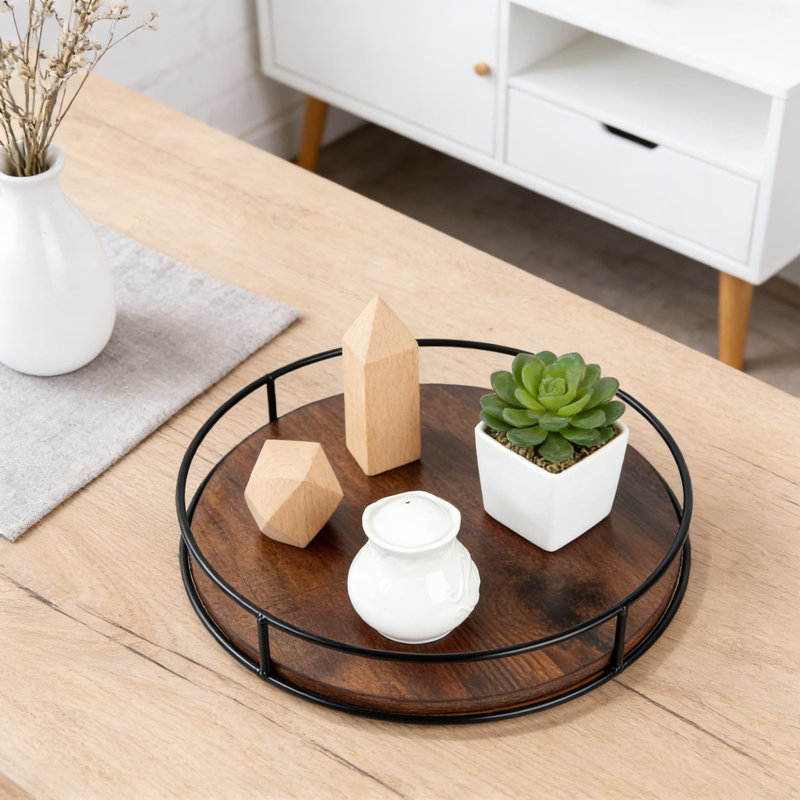 Lazy Susan Turntable Organizer For Kitchen Countertop And Cabinet, With Steel Frame, 360 Degree Rotating Decorative Centerpiece