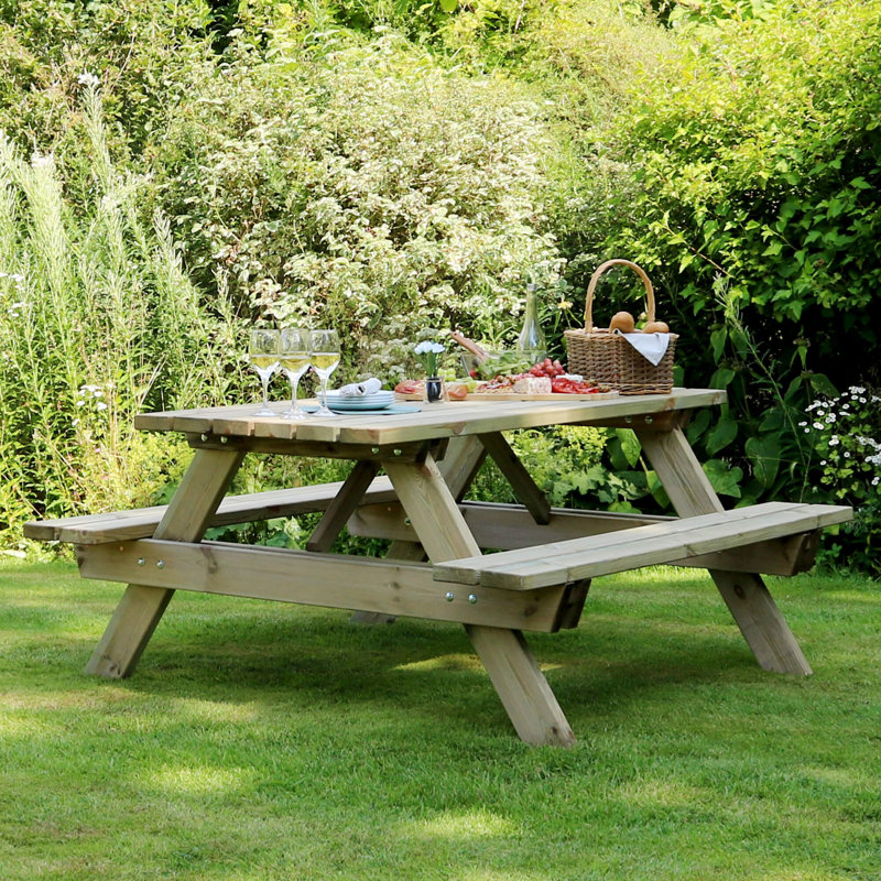 Duxbury Rectangular Outdoor Picnic Table , 150cm cm W 160cm cm D