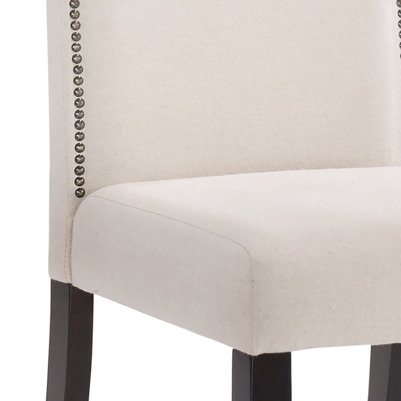 Chaise parsons capitonnée élégante avec garniture cloutée P 22,5 po x l 18,5 po x H 41,5 po, Espresso, Lin