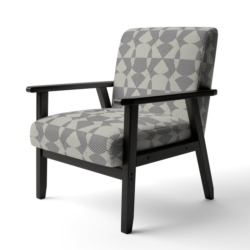 Grey And Cream Striped Pattern - Upholstered Patterned Accent Arm Chair
