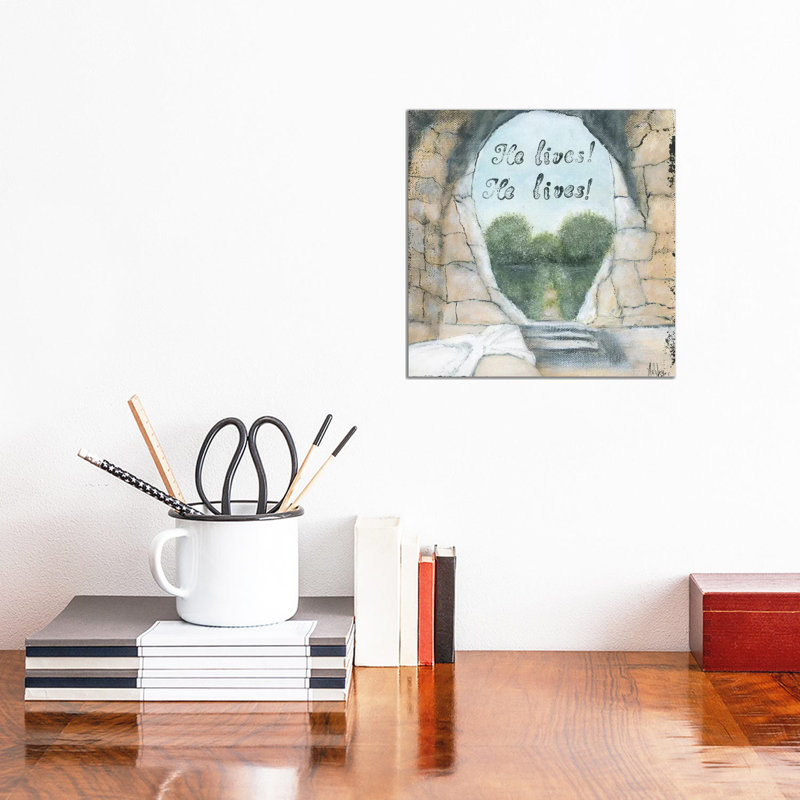 He Lives by Ashley Bradley - Painting on Canvas, Wrapped Canvas, 30.48 cm H x 30.48 cm W