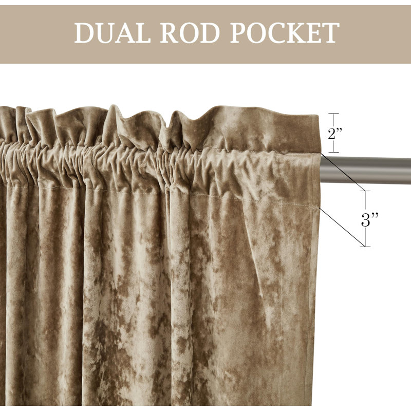 Tan Velvet Room-Darkening Rod Pocket Window Panels