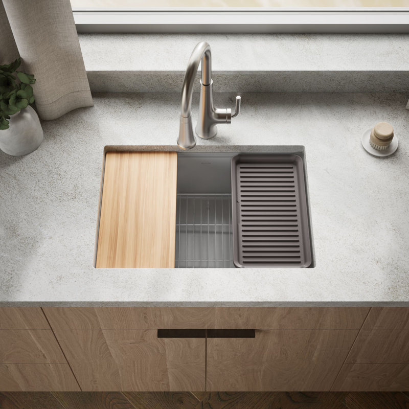 Billings Undermount Single-Bowl Workstation Kitchen Sink, Gray