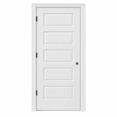Porte intérieure prémontée moulée à 5 panneaux avec chambranles et charnières