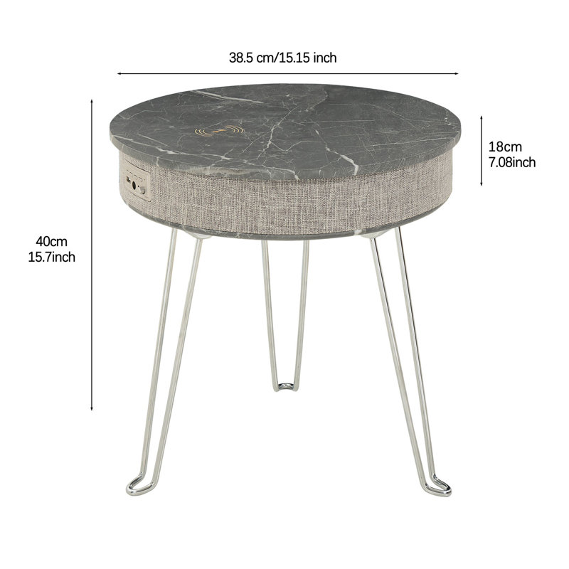 Table basse Daquin, Plateau gris / base argentée