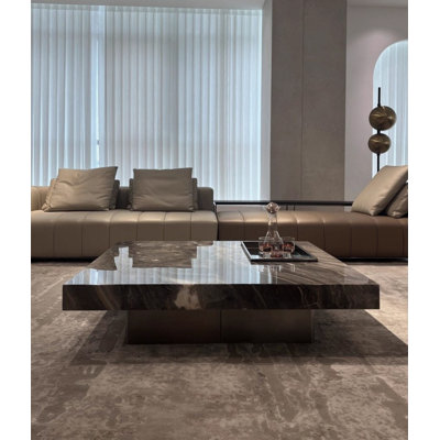 Minimalist Brown Marble Coffee Table