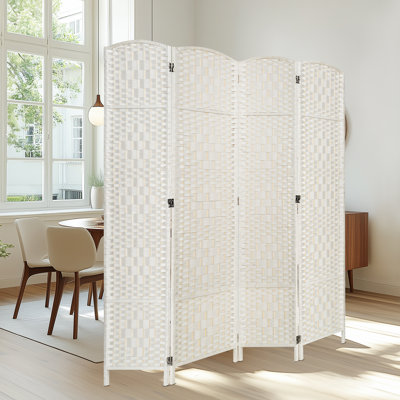 Elmina 6 Ft Folding Room Divider Privacy Screen Home Decor Diamond Weave Fibre Double Hinges