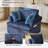 Swivel Corduroy Barrel Chair Accent Chair with Turntable and Side Storage Pocket for Living Room-487440299