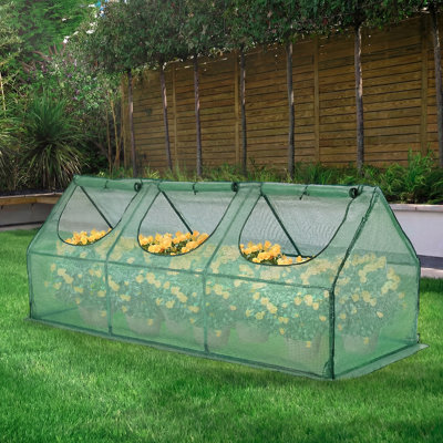 2.7x0.9x0.9m Mini Greenhouse with 3 Zipper Doors