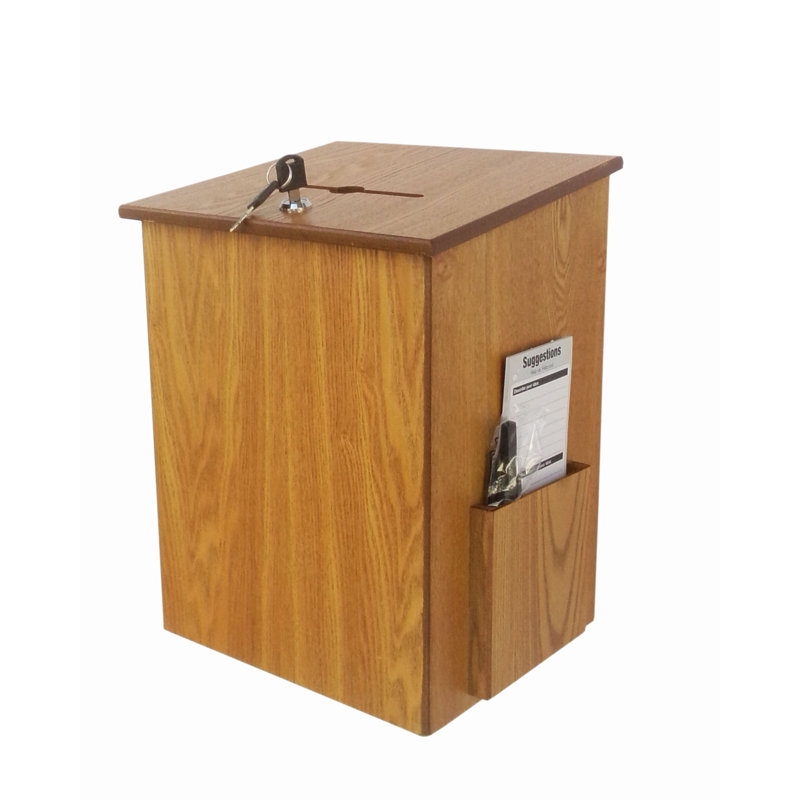 FixtureDisplays® Donation Box, Tithing Box, Church Offering Box, Suggestion Feedback Ballot Box 9-1/2''W x 13-7/8''H x 9-1/2''D 1040-8511MO