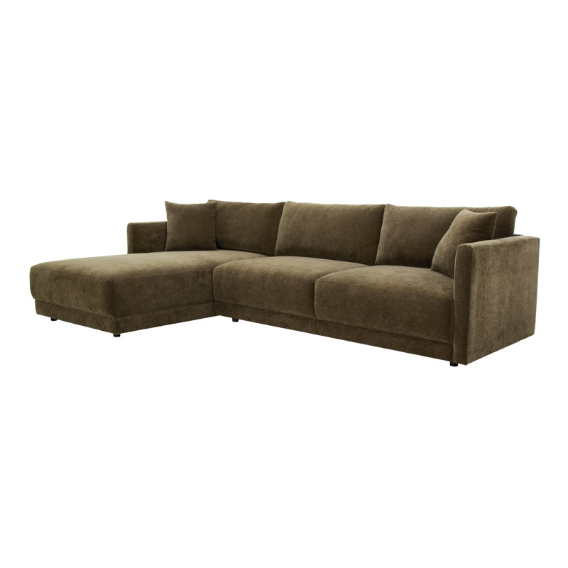 Bryn Upholstered Sectional, Moss Olive Green Performance Chenille, Left Hand Facing