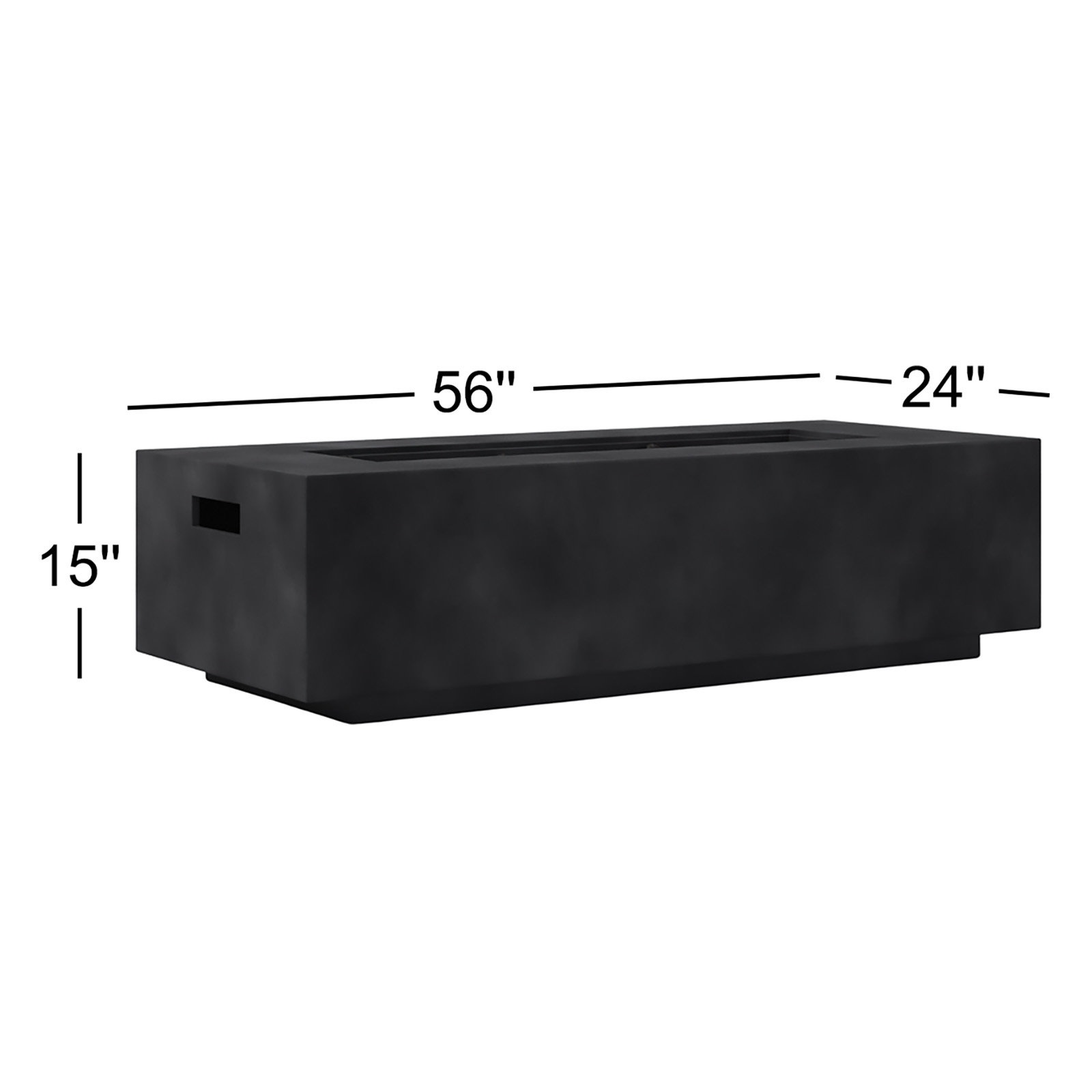 Rashid Rectangle Fire Pit Table, Charcoal, 15" H x 56" W x 24" D