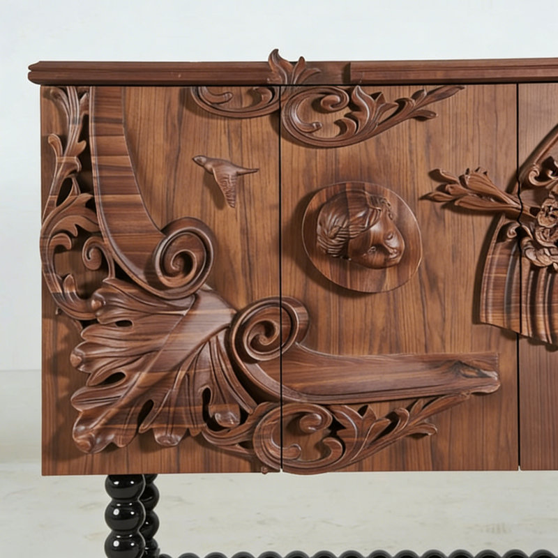 Buffet rétro en bois massif