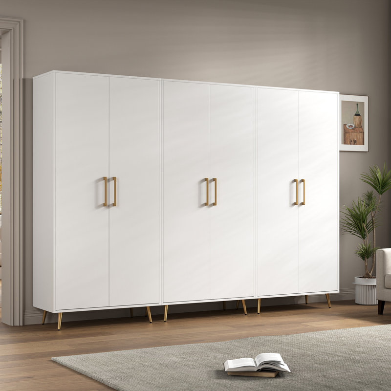 75" Kitchen Pantry,Wood Storage Cabinet with Adjustable Shelves, White