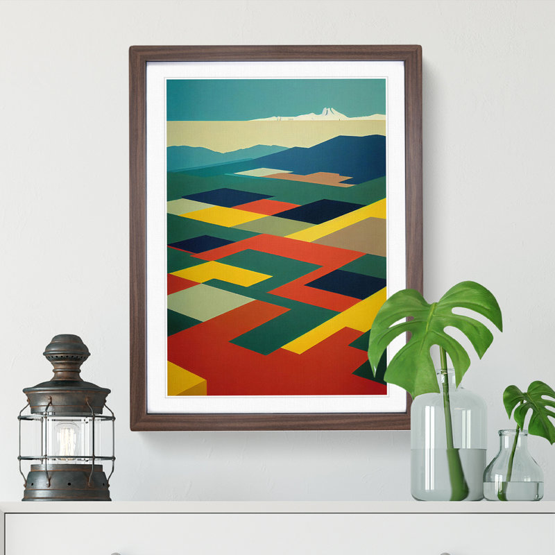 Abstract Landscape Meadow No.1 - Framed Print, 64cm H x 46cm W x 2cm D, Walnut