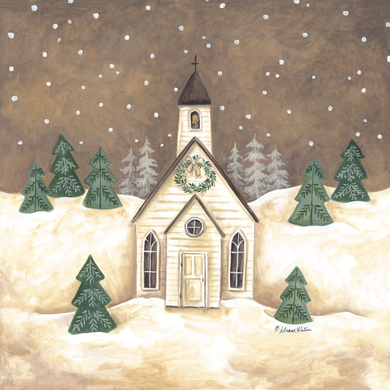 Église de Noël par Diane Kater, H 20 po x l 20 po