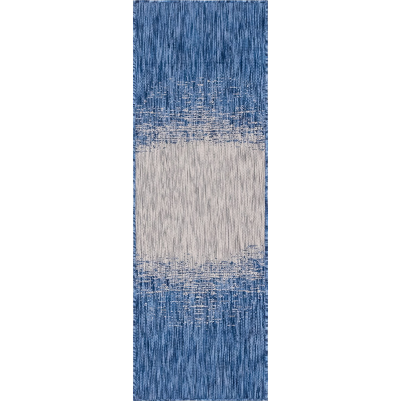 Tapis intérieur / extérieur bleu abstrait Datto, Tapis de couloir 2 pi x 6 pi 1 po, Blue
