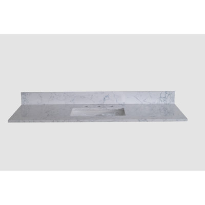 Montary 49""X 22"" Bathroom Stone Vanity Top Carrara Jade  Engineered Marble Color With Undermount Ceramic Sink And 3 Faucet Hole With Backsplash -  Go Peak Track, GPTYX07654A