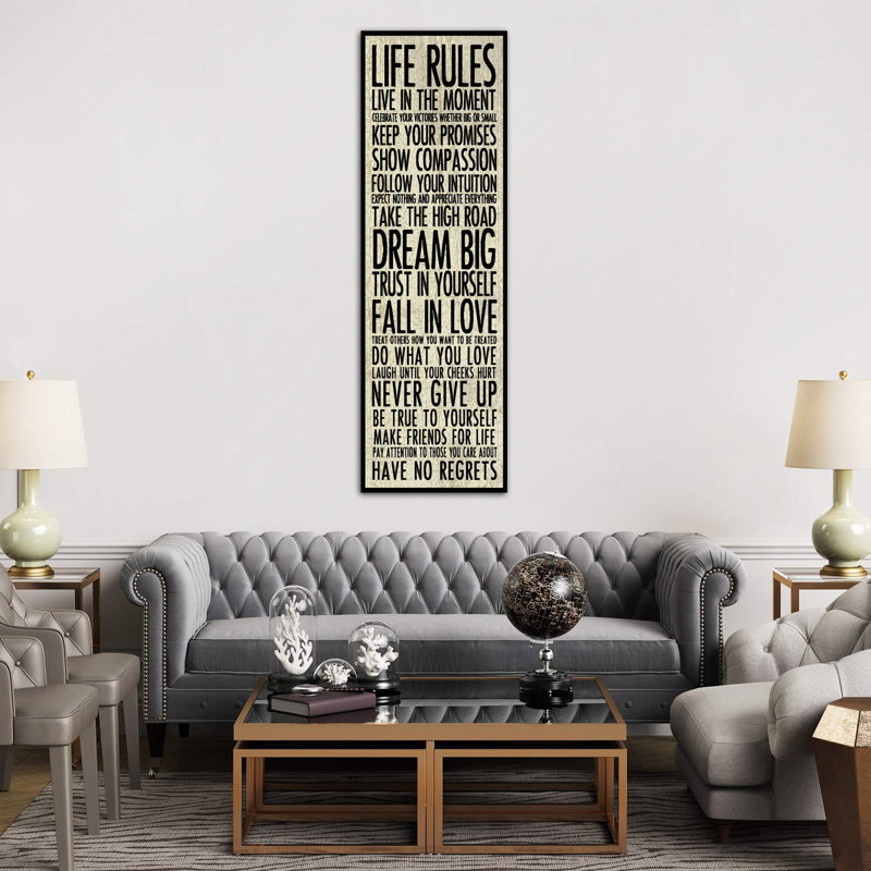 Life Rules by Erin Clark - Wrapped Canvas Panoramic Print, 30.48 cm H x 91.44 cm W x 3.175 cm D, No Frame