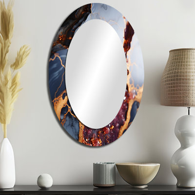 Miroir mural rose sur métal rose et doré VI - grand