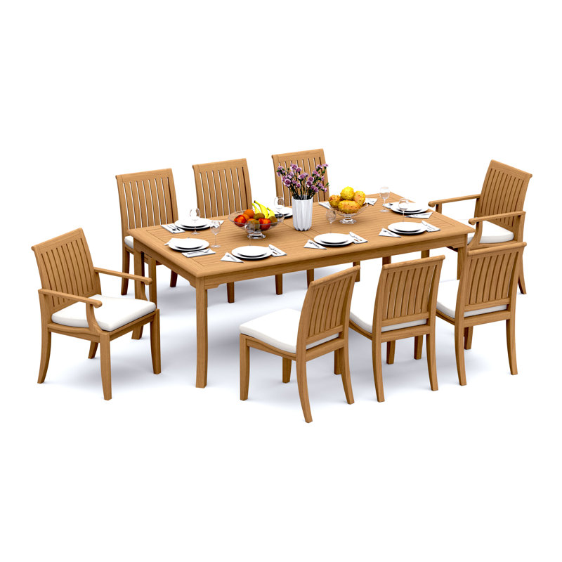 Lagos Teak Wood Patio Dining Set with, 8