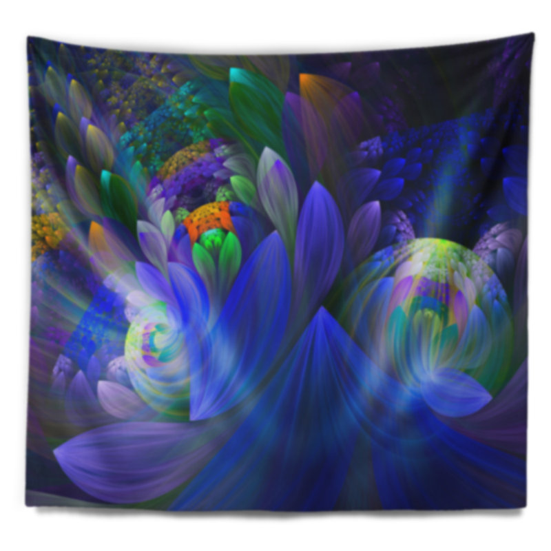 Tapisserie florale florale bleue, H 50 po x l 60 po