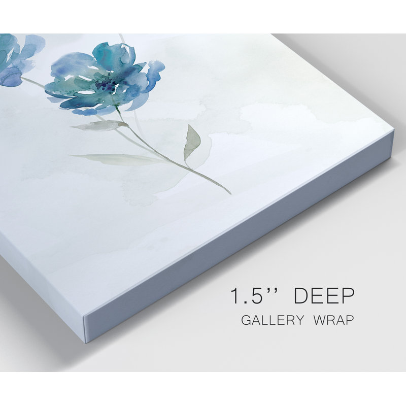 «Blue Botanical I», ensemble de 2 reproductions d'art, H 32 po x l 48 po x P 1 po, Toile tendue, Pas de tapis