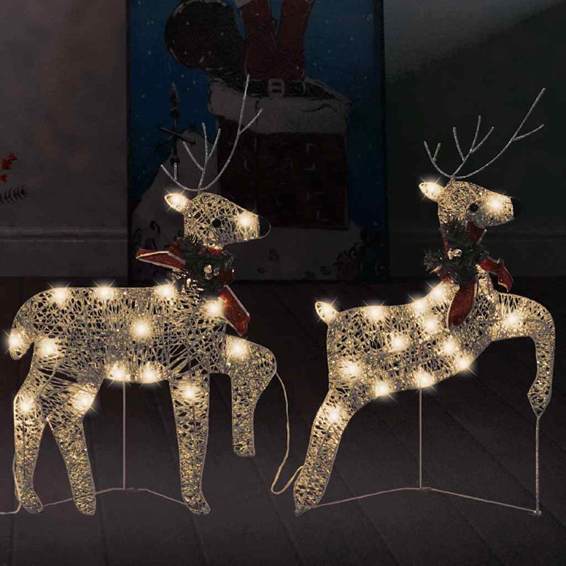 Décoration de Noël renne de Noël avec lumières DEL, Gold, 2