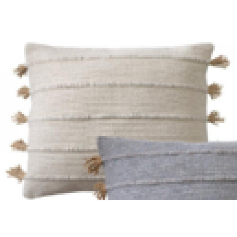 Braid Pattern Cushion Cover, 20" H x 20" H, Beige Horizontal Striped