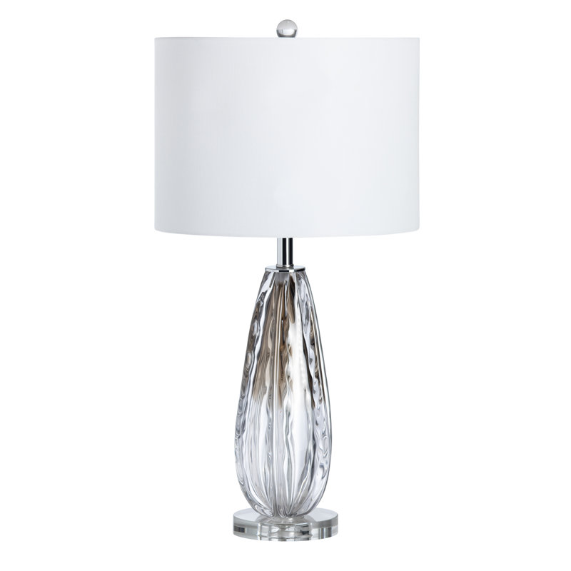 27" Crystal Table Lamp With White Shade