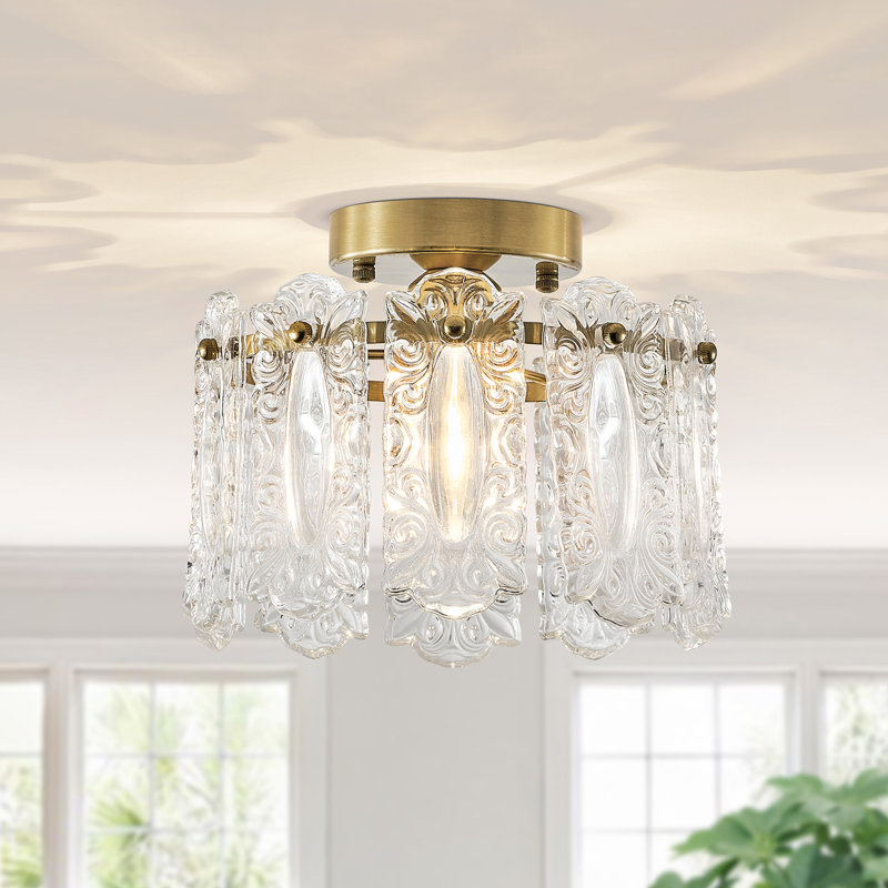 Plafonnier encastré cylindrique en verre 1 lumière