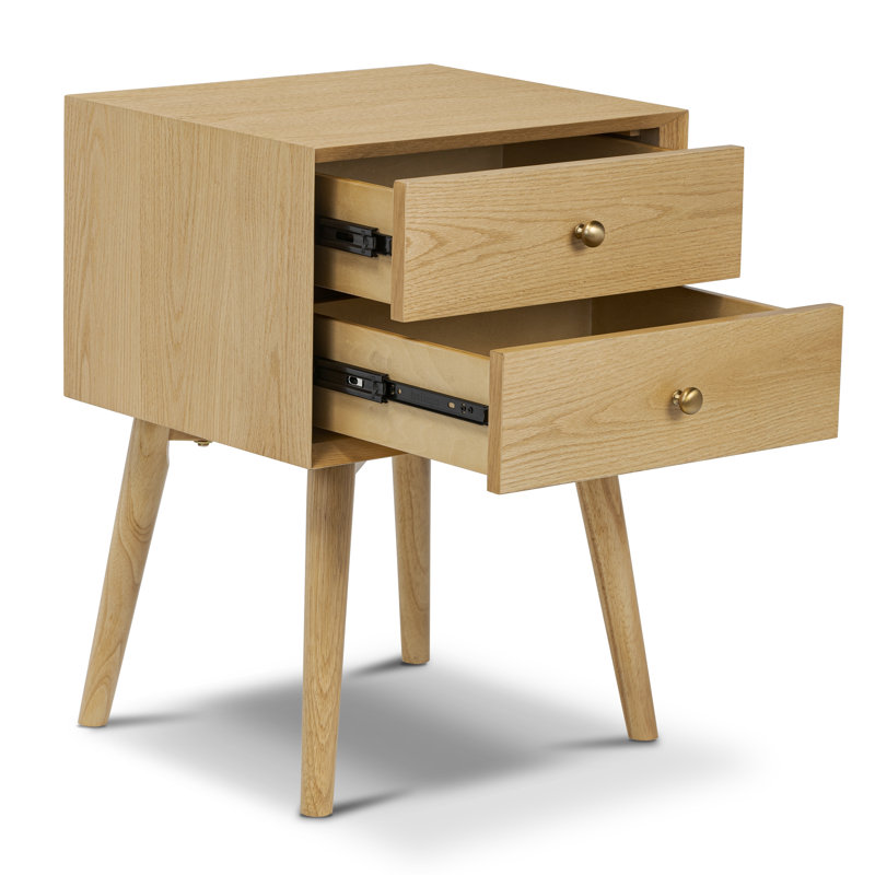 Table de chevet Dorsey avec base en bois massif, Chêne