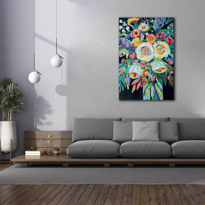 «Lilys Bouquet Black» par Jeanette Vertentes, art mural sur toile, H 60 po x l 40 po x P 1,5 po
