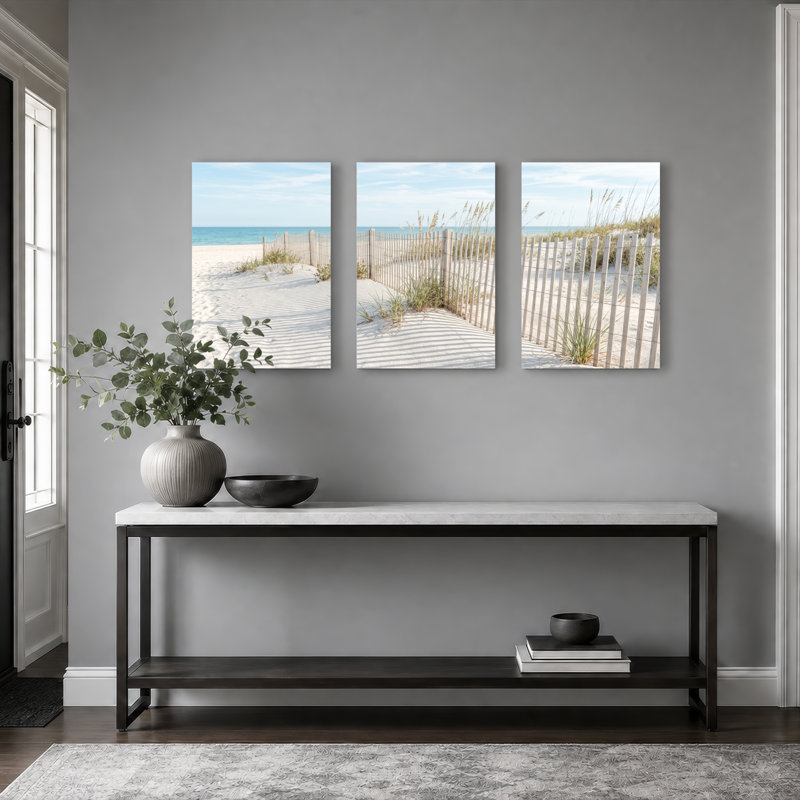 Ensemble de 3 tableaux sur toile représentant des dunes de plage, pour la décoration du salon et de la chambre., 2030
